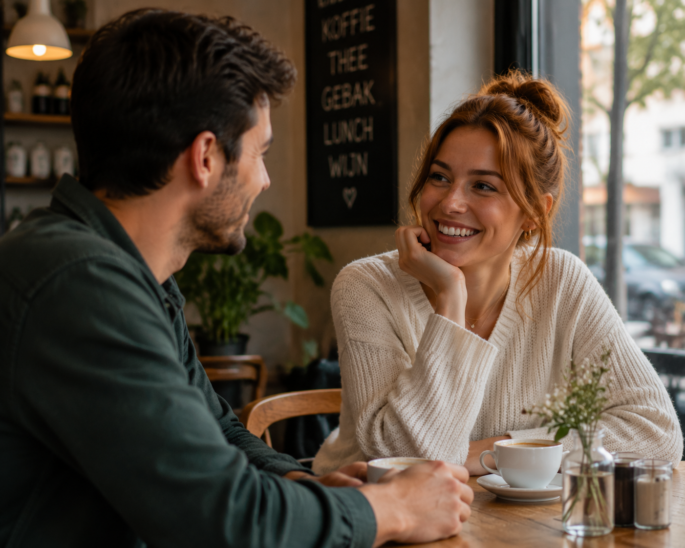 Man en vrouw leren elkaar online kennen via een datingsite